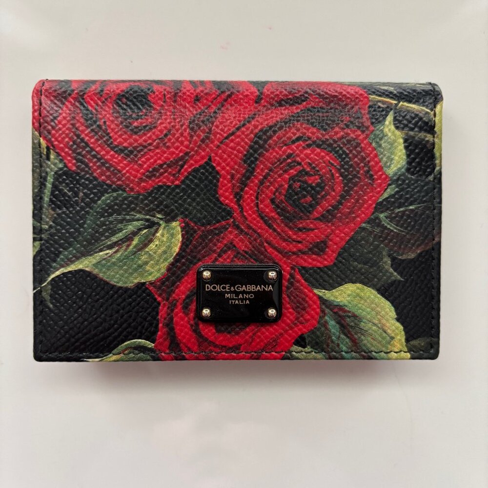 Authentic Dolce & Gabbana Milano Italia Rose Card Case